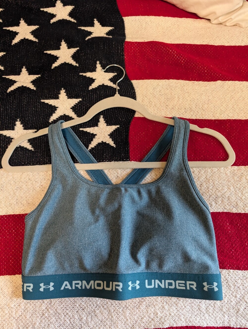 Under Armour Large Sports Bra Teal Cross Back